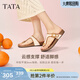 他她（TATA）復古休閑夾腳拖鞋女鞋氣質(zhì)厚底涼鞋秋季新款7GN02BT5 米白 36