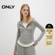 ONLY2025秋季新款軟糯親膚修身假兩件連帽抽繩衛衣女|12539S011 G47 淺花灰色 M
