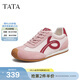 他她（TATA）女鞋春季新款德訓鞋紅色鞋子阿甘鞋女百搭單鞋運動(dòng)鞋子 粉/紅（單里）（跟高4cm） 34