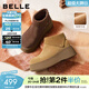 百麗（Belle）復古絨面勃肯鞋女冬季新款商場(chǎng)同款厚底加絨休閑短靴E6F1DDD5 棕色-薄絨 37 (235mm)