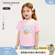 Teenie Weenie  Kids小熊童裝25年款女寶寶肩開(kāi)扣印花短袖T恤打底衫 粉色 90 cm