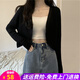 歐貝汐針織衫女開(kāi)衫小坎肩披肩毛衣外搭空調罩衫短款開(kāi)衫薄外套女 黑色 均碼