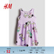 H&M【迪士尼系列】童裝兒童女童裙子春季米妮印花連衣裙1154543 紫色/米妮老鼠 130 130/64 (6-8Y)