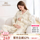 英氏（YEEHOO）月子服25年新款A類(lèi)純棉翻領(lǐng)側開(kāi)隱形哺乳口孕婦家居服套裝 杏色DYJ5002 XL