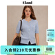 ELAND衣戀毛衣女復古翻領(lǐng)短袖合身顯瘦長(cháng)袖針織衫新款 淺藍色(51)L/Blue L /170