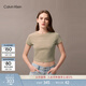 Calvin KleinJeans25夏季女士休閑印花時(shí)尚ck辣妹正肩修身針織短袖T恤上衣