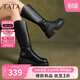 他她（TATA）2024冬休閑時(shí)裝長(cháng)靴女CCN02DG4 黑色（單里） 37