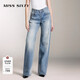 MISS SIXTY【免費改褲】進(jìn)口牛仔面料牛仔褲復古顯瘦百搭女紐扣直筒長(cháng)褲休閑 中藍 XS (23-24碼)