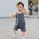 乖奇熊【清倉】寶寶牛仔吊帶連體衣夏季嬰幼兒無袖哈衣爬服薄款外出彈力 深灰藍(lán) 73cm