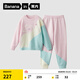 蕉內絨絨555H兒童睡衣男女童半邊絨保暖寶寶衣服分體家居服套裝秋冬季 粉綠花朵 140