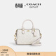 蔻馳（COACH）奧萊女士女包經(jīng)典老花ROWAN 迷你波士頓單肩斜挎包手提包 IM/白色/粉筆白色