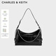 CHARLES&KEITH鏈條設計大容量托特包機車(chē)包生日禮物送女友CK2-20271666 Noir黑色 L