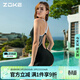 洲克ZOKE泳衣女連體平角水中健身競技修身時(shí)尚女士118601471-1 黑白色 2XL