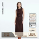朗姿【精英衣櫥】a字垂感輕禮服無(wú)袖修身連衣裙收腰高級感秋季新款 巧克力色 M
