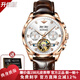 歐品客瑞士認證名表十大品牌手表男士全自動(dòng)機械表男表夜光防水男士手表 升級版-棕皮玫殼白面【免費刻字】 終身質(zhì)保