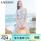 LAGOGO高腰不規則雪紡連衣裙女拉谷谷夏季新款系帶荷葉邊碎花裙 混色(Y0) M