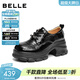 百麗（Belle）串珠民族風(fēng)牛津鞋女2026春季新款厚底增高休閑單鞋B3056AA6 黑色 36