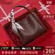 viney牛皮水桶包包女包新款斜挎包高檔生日女神節38婦女節禮物老婆 【咖啡色定制禮盒裝】三八實(shí)用高級送女友品牌單肩包 輕奢百搭休閑洋氣手提包