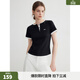 ELLE法式撞色拼接設計感短袖女2026春季新款通勤休閑顯瘦內搭t恤 黑色 L