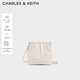CHARLES&KEITH迷你菱格流浪包單肩斜挎雙肩包包女包生日禮物CK2-60782390 【S號】Cream奶白色 S