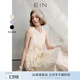 EIN【蕾絲田園詩(shī)】EIN言法式歐若風(fēng)波浪繡花無(wú)袖連衣裙背心裙夏新款 淺杏 L