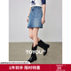 初語(yǔ)復古高腰前約克泡芙牛仔裙女2024夏季新款中藍a字短裙半身裙 牛仔中藍 L