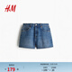 H&M女裝牛仔褲春季通勤時(shí)尚直筒丹寧中腰微彈顯瘦牛仔短褲273712 淺牛仔藍 40 165/76