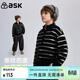 ASK JUNIOR兒童加厚保暖毛衣2025冬中大童條紋撞色半開(kāi)襟毛衫男童針織衫