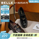 百麗（Belle）海鷗樂(lè )福鞋女26春新質(zhì)感牛皮舒適通勤單鞋B2972AA6預售 黑色 38