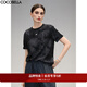 COCOBELLA水墨扎染褶皺短袖T恤金屬標圓領(lǐng)休閑通勤半袖TS0067 水墨藍 M