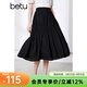 百圖betu女裝夏季新款半身裙幾何美學(xué)氣質(zhì)款國潮半身裙女2405T80 黑色 L
