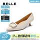 百麗（Belle）舒適優(yōu)雅羊皮單鞋女商場(chǎng)款氣質(zhì)高跟鞋D3N1DAQ5預售 米白 38 (240mm)