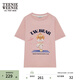 Teenie Weenie女裝可愛(ài)印花短袖T恤夏季馬卡龍色打底衫上衣女 粉色 S