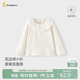 童泰（TONGTAI）女寶寶打底衫春秋季兒童衣服女童外出蕾絲領(lǐng)口針織上衣白色90cm