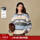 茵曼2025冬季女裝新款撞色條紋簡(jiǎn)約圓領(lǐng)毛衣慵懶寬松套頭針織衫  藍彩條 M