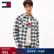 TOMMY JEANS秋冬男裝純棉微抓絨法蘭絨通勤復古漸變格紋長(cháng)袖襯衫外套