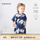 babylove嬰兒連體衣夏季竹棉山茶紗布寶寶哈衣爬服夏裝花開(kāi)映夏 花開(kāi)映夏（因無(wú)固色劑存在掉色） 80cm