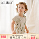 Milkbarn嬰兒衣服 6-24月寶寶夏季短袖包屁衣新生兒哈衣爬服 米灰色 80cm (12-18m)