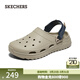 斯凱奇（Skechers）洞洞鞋男踩屎感透氣舒適休閑外穿沙灘鞋243311 灰褐色/TPE 41