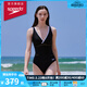 速比濤（Speedo）泳衣女燕尾蝶性感網(wǎng)紗顯瘦溫泉度假連體泳衣抗氯防曬 黑/白 34