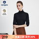 Navigare意大利小帆船女士長(cháng)袖T恤秋冬季羊毛高領(lǐng)打底衫簡(jiǎn)約百搭彈力體恤 暗夜黑 M