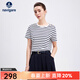 Navigare意大利小帆船短袖T恤女夏季純棉條紋體恤衫時(shí)尚顯瘦圓領(lǐng)百搭汗衫 白底藍紋 M