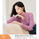 香影半高領(lǐng)打底針織衫女2025秋冬季新款高級感木耳邊拼接內搭毛衣 紫色 L