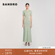 SANDRO2025秋冬女裝法式氣質(zhì)茶歇系杏綠色仿鉆花鏤空紋針織連衣裙 8111/杏綠色 L