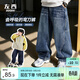 左西男童褲子抗造兒童春季牛仔褲2026新款男童彎刀褲長(cháng)褲 牛仔色 120