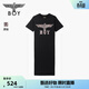 BOY LONDON【粉鉆薔薇】夏季女款直筒T恤裙翅膀黑色連衣裙W17015 黑色 M