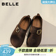 百麗（Belle）堅果拿鐵勃肯鞋女26春季新款商場(chǎng)厚底增高舒適復古休閑鞋F3V1DAA6 咖啡色 37