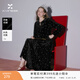 香影赫本風(fēng)黑色絲絨連衣裙女長(cháng)袖2026春裝新款法式重工刺繡收腰裙 黑色 M 160/84A/95-110斤