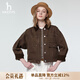 哈吉斯（HAZZYS）女裝 秋季款女士【PHIZ系列】燈芯絨拼接領(lǐng)箱型牛仔夾克女 棕色BW M (160/84A 38)