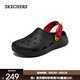 斯凱奇（Skechers）男休閑透氣舒適外穿洞洞鞋涼拖鞋踩屎感沙灘鞋243311 黑色/紅色/BKRD 41